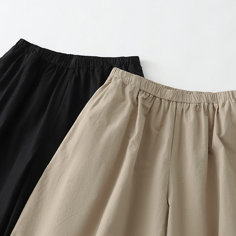 Buddha Stones Pantalon sarouel court uni, décontracté et minimaliste, style été, avec poches - image 13