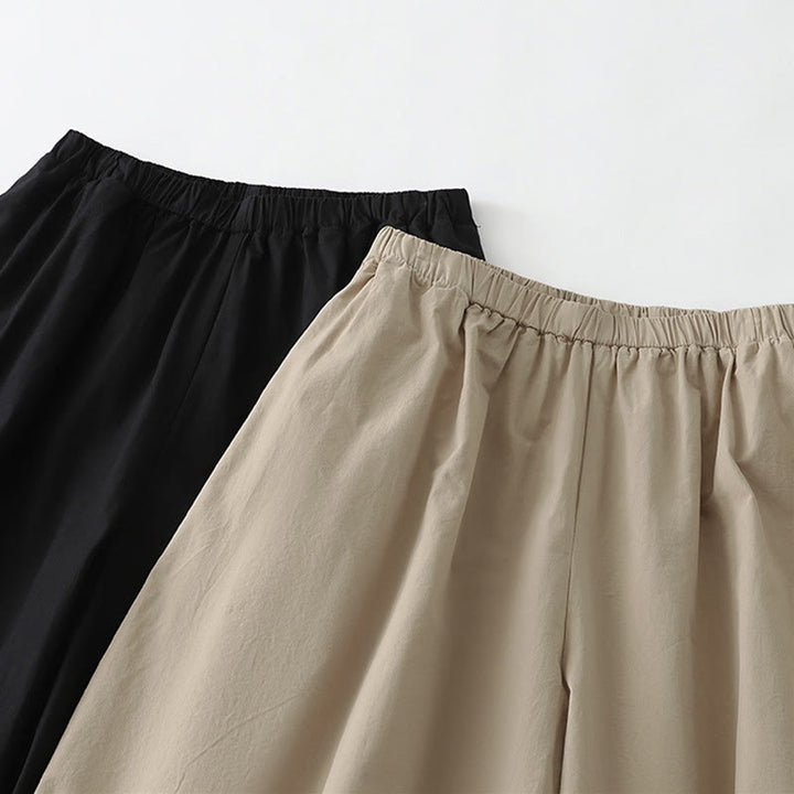 Buddha Stones Pantalon sarouel court uni, décontracté et minimaliste, style été, avec poches - image 13