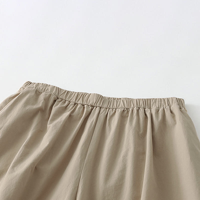 Buddha Stones Pantalon sarouel court uni, décontracté et minimaliste, style été, avec poches - image 2