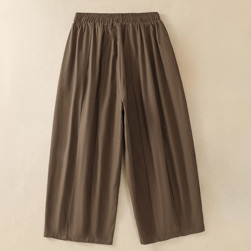 Buddha Stones Pantalon court d'été minimaliste et décontracté pour femme, à cordon de serrage et poches. - image 1
