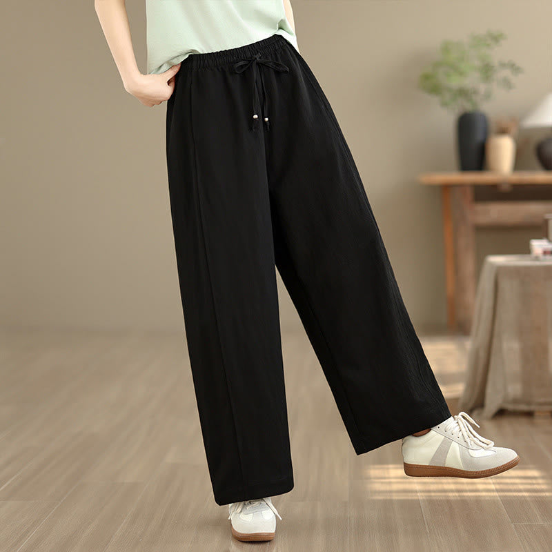 Buddha Stones Pantalon court uni décontracté d'été à cordon de serrage, pantalon à jambes larges pour femme avec poches - image 12