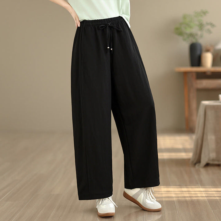 Buddha Stones Pantalon court uni décontracté d'été à cordon de serrage, pantalon à jambes larges pour femme avec poches - image 11
