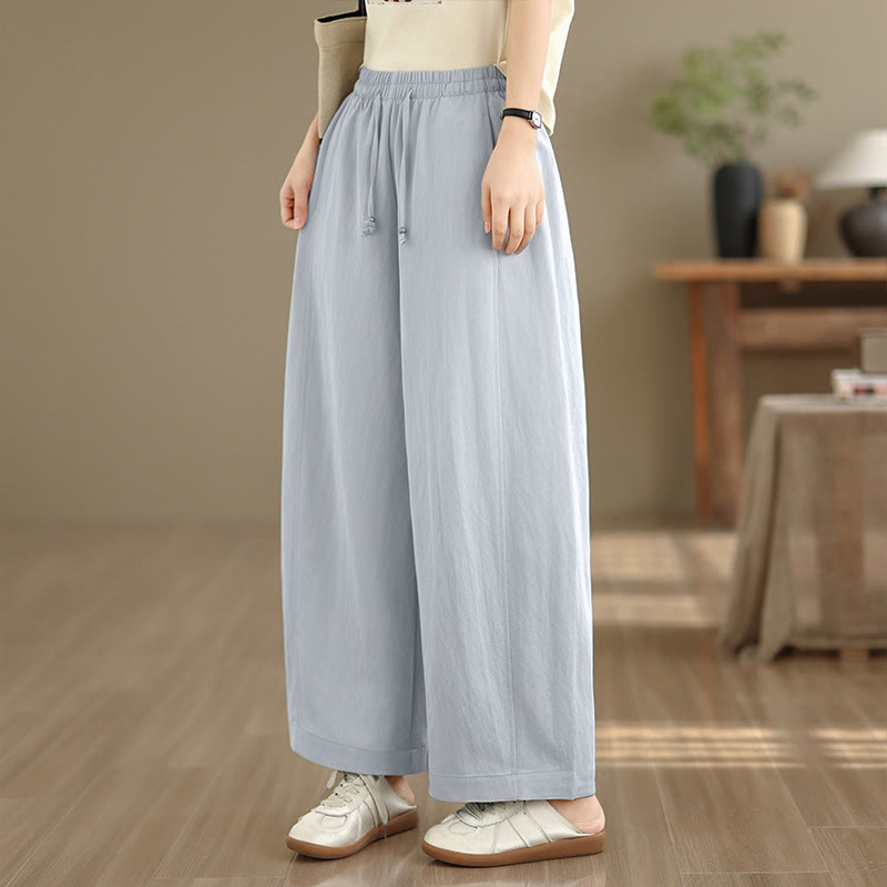 Buddha Stones Pantalon court uni décontracté d'été à cordon de serrage, pantalon à jambes larges pour femme avec poches - image 15