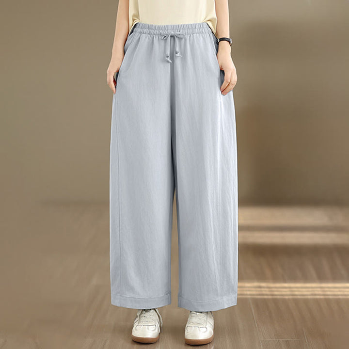 Buddha Stones Pantalon court uni décontracté d'été à cordon de serrage, pantalon à jambes larges pour femme avec poches - image 19
