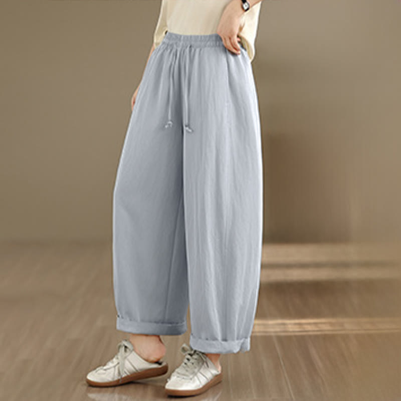 Buddha Stones Pantalon court uni décontracté d'été à cordon de serrage, pantalon à jambes larges pour femme avec poches - image 18