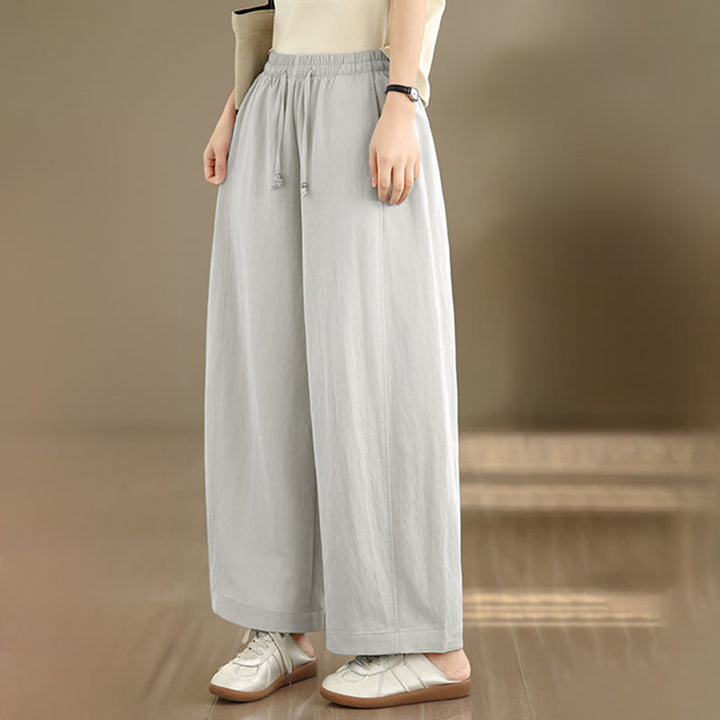 Buddha Stones Pantalon court uni décontracté d'été à cordon de serrage, pantalon à jambes larges pour femme avec poches - image 23