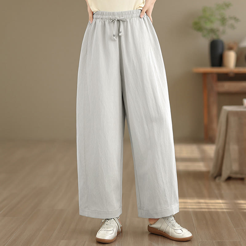 Buddha Stones Pantalon court uni décontracté d'été à cordon de serrage, pantalon à jambes larges pour femme avec poches - image 26