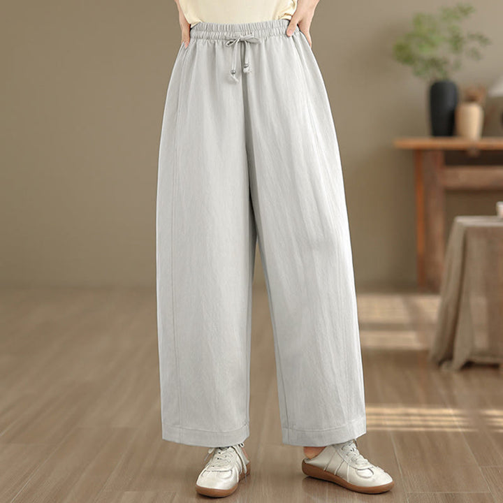 Buddha Stones Pantalon court uni décontracté d'été à cordon de serrage, pantalon à jambes larges pour femme avec poches - image 26