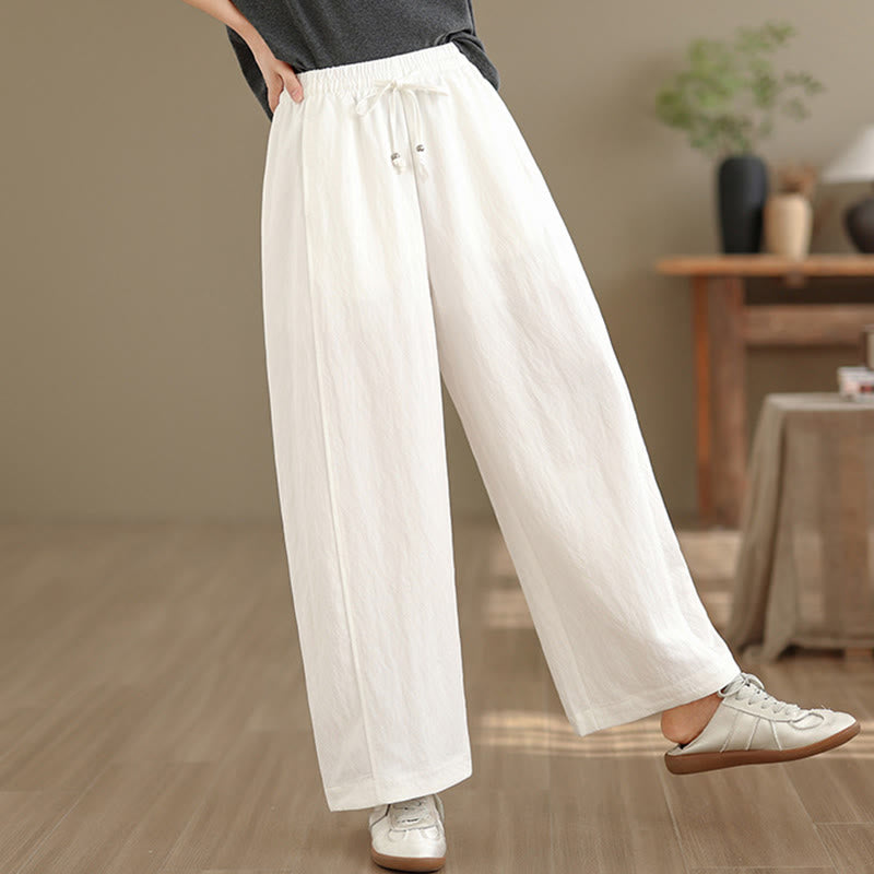 Buddha Stones Pantalon court uni décontracté d'été à cordon de serrage, pantalon à jambes larges pour femme avec poches - image 6