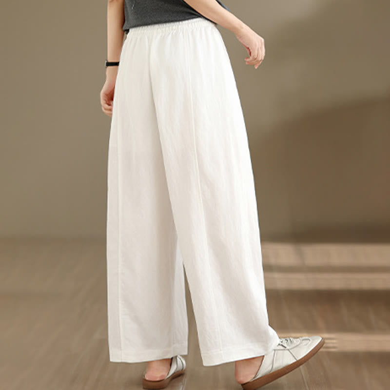 Buddha Stones Pantalon court uni décontracté d'été à cordon de serrage, pantalon à jambes larges pour femme avec poches - image 3
