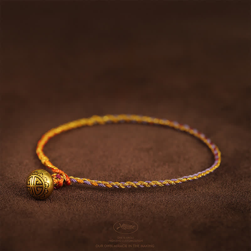 Buddha Stones Bracelet tressé à clochettes en ficelle colorée tissée à la main - image 2