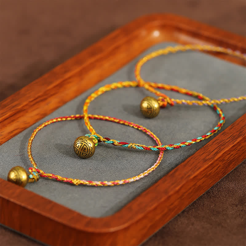 Buddha Stones Bracelet tressé à clochettes en ficelle colorée tissée à la main - image 9