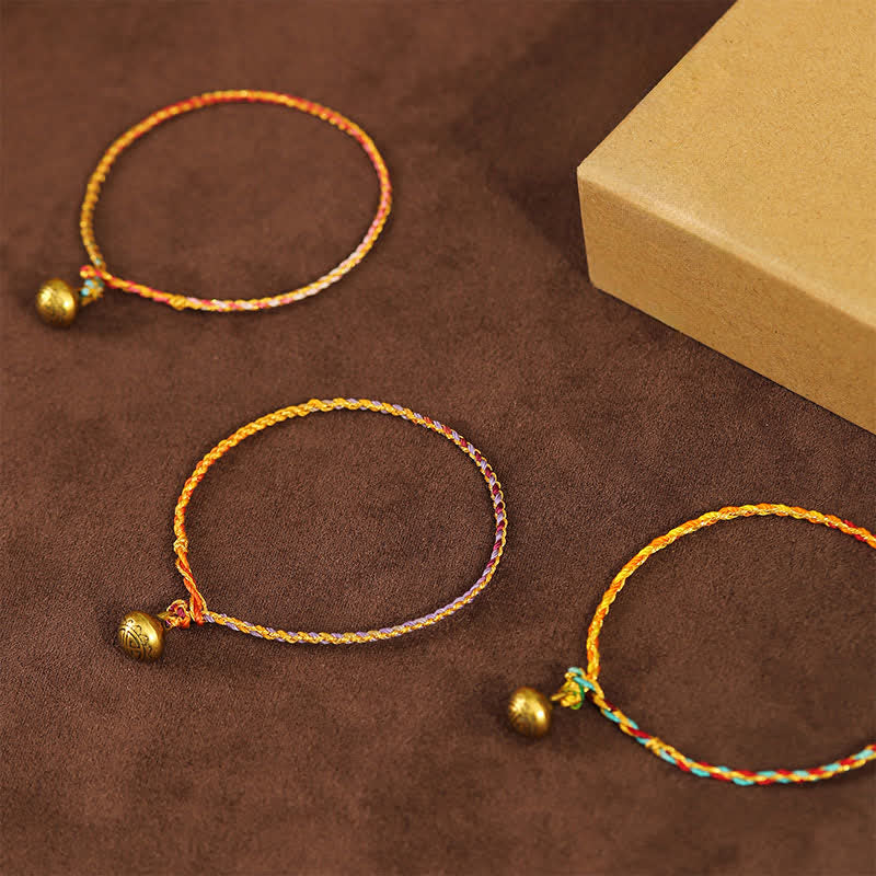 Buddha Stones Bracelet tressé à clochettes en ficelle colorée tissée à la main - image 8