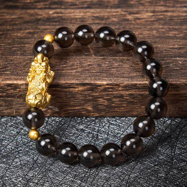 Buddha Stones Bracelet porte-bonheur en obsidienne glacée PiXiu - image 3