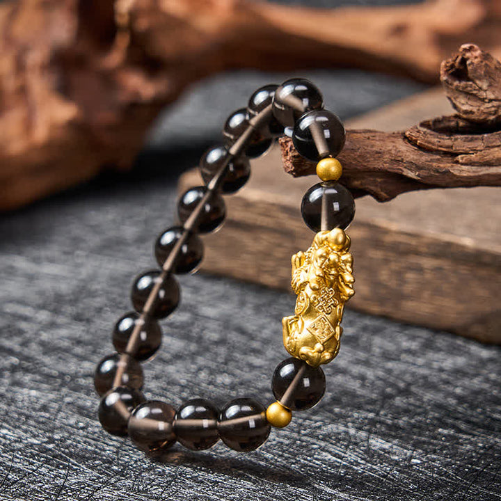 Buddha Stones Bracelet porte-bonheur en obsidienne glacée PiXiu - image 2