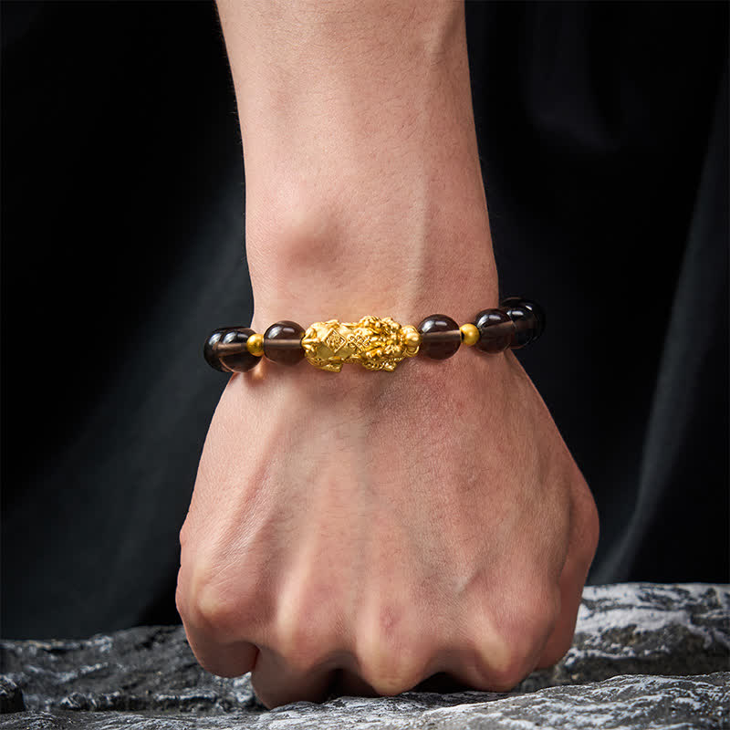 Buddha Stones Bracelet porte-bonheur en obsidienne glacée PiXiu - image 4