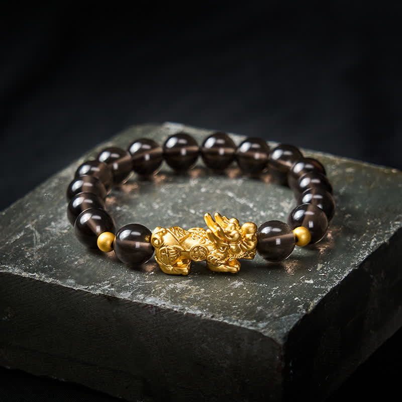 Buddha Stones Bracelet porte-bonheur en obsidienne glacée PiXiu - Obsidienne glacée (Purifiante ♥ Positive) - image 0