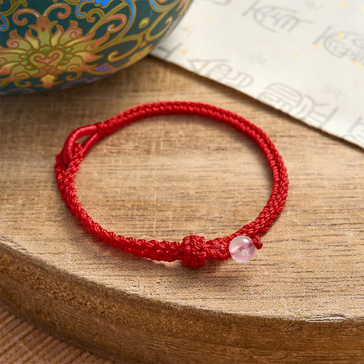 Buddha Stones Bracelet d'équilibre en aventurine verte et fil rouge - Quartz rose - Cordon rouge - 19–20 cm - image 8