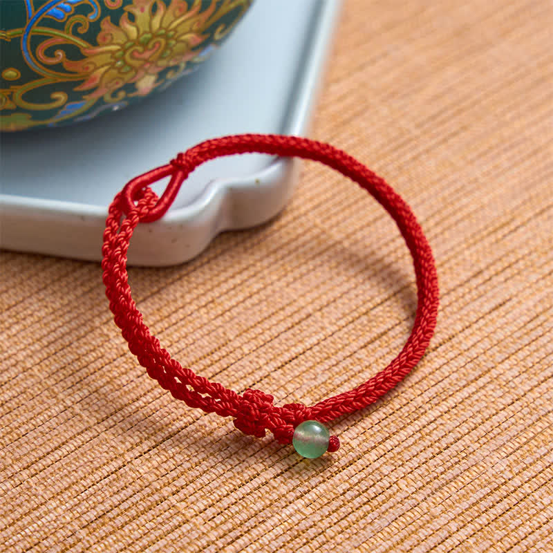 Buddha Stones Bracelet d'équilibre en aventurine verte et fil rouge - image 1
