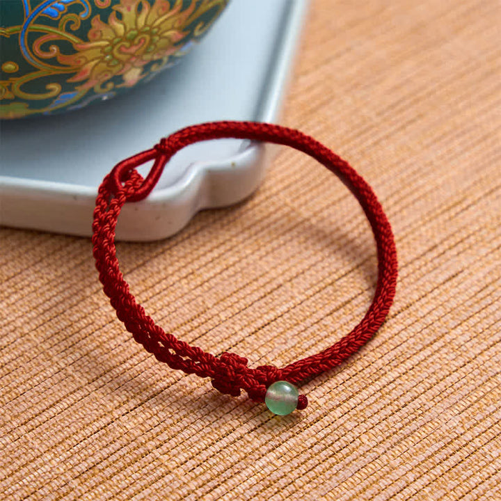 Buddha Stones Bracelet d'équilibre en aventurine verte et fil rouge - Aventurine verte - Cordon rouge foncé - 19–20 cm - image 7