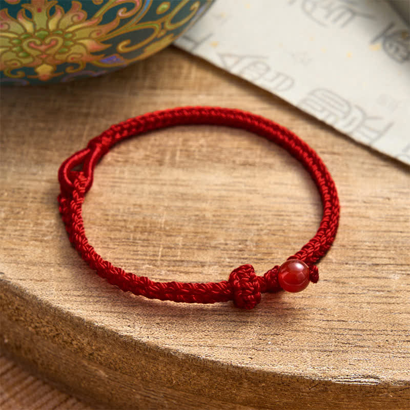 Buddha Stones Bracelet d'équilibre en aventurine verte et fil rouge - Agate rouge - Cordon rouge foncé - 19–20 cm - image 25