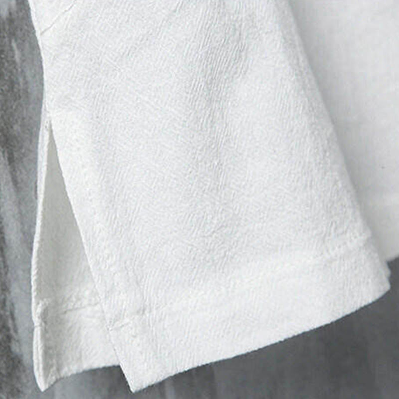Buddha Stones Chemises à manches courtes pour hommes, style Tang, décontractées, à boutons grenouille, en bambou, été - image 7