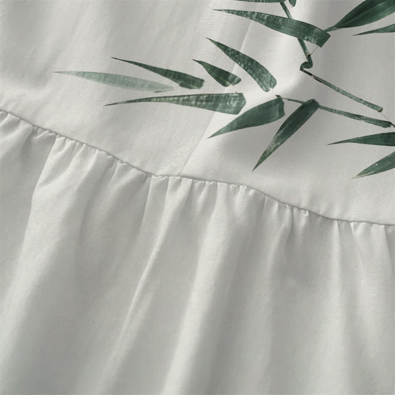Buddha Stones Robe midi d'été décontractée pour femme, à motif d'oiseaux en bambou, sans manches et avec poches - image 1