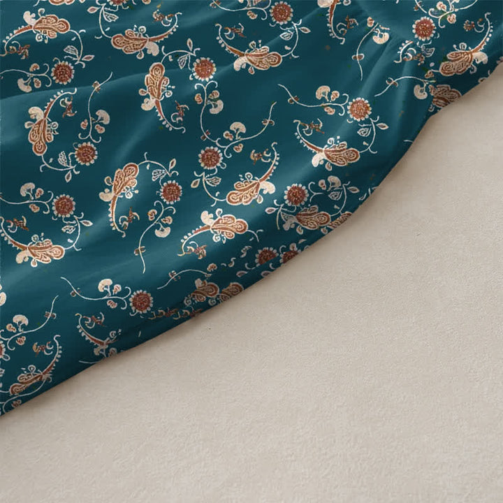 Buddha Stones Robe midi d'été décontractée pour femme, sans manches, à motif floral et bordure de vigne, avec poches - image 2