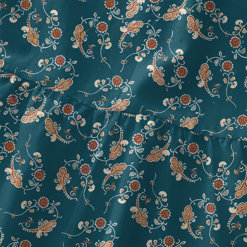 Buddha Stones Robe midi d'été décontractée pour femme, sans manches, à motif floral et bordure de vigne, avec poches - image 1