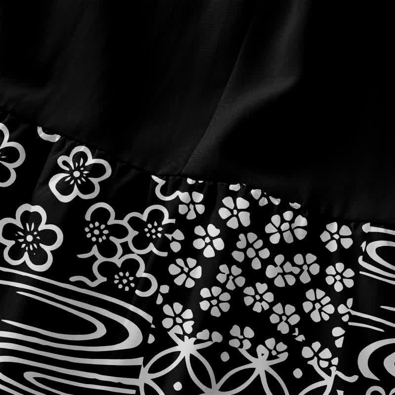 Buddha Stones Robe midi d'été décontractée pour femme, à motif patchwork floral ondulé, sans manches et avec poches - image 1
