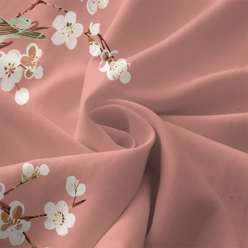 Buddha Stones Robe midi d'été décontractée pour femme, sans manches, à motif de branches fleuries et d'oiseaux, avec poches - image 3