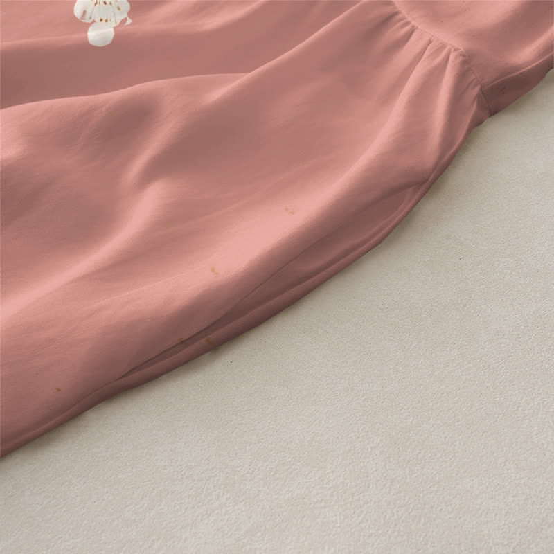 Buddha Stones Robe midi d'été décontractée pour femme, sans manches, à motif de branches fleuries et d'oiseaux, avec poches - image 2