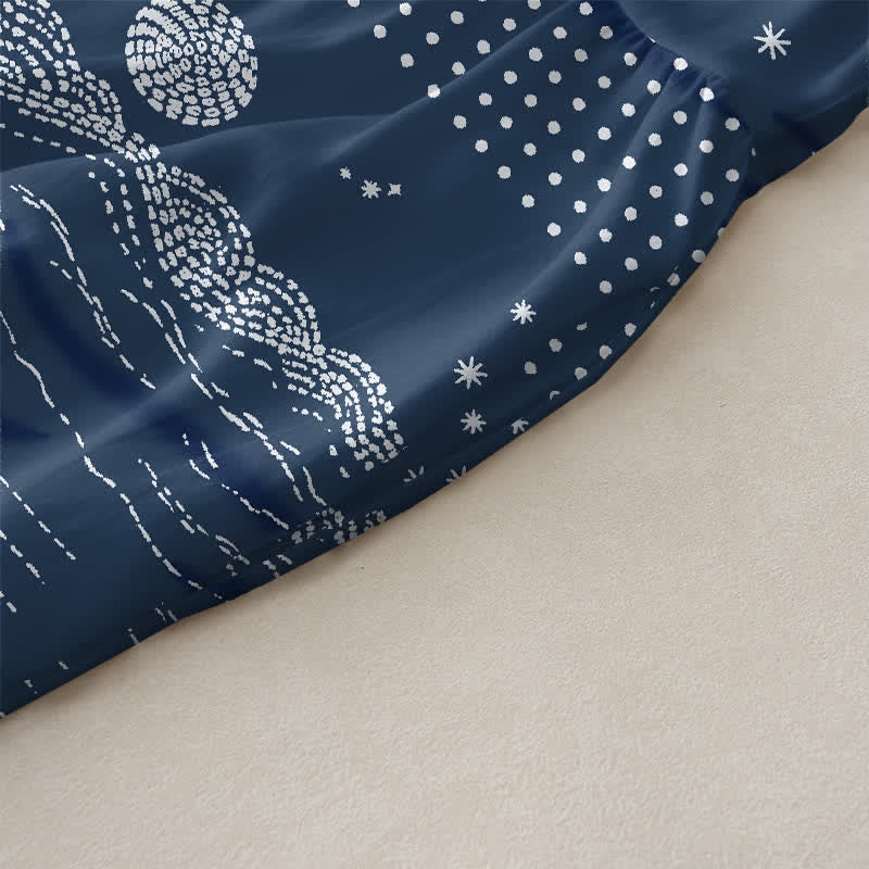 Buddha Stones Robe midi d'été décontractée pour femme, sans manches, à motif de vagues géométriques célestes, avec poches - image 2