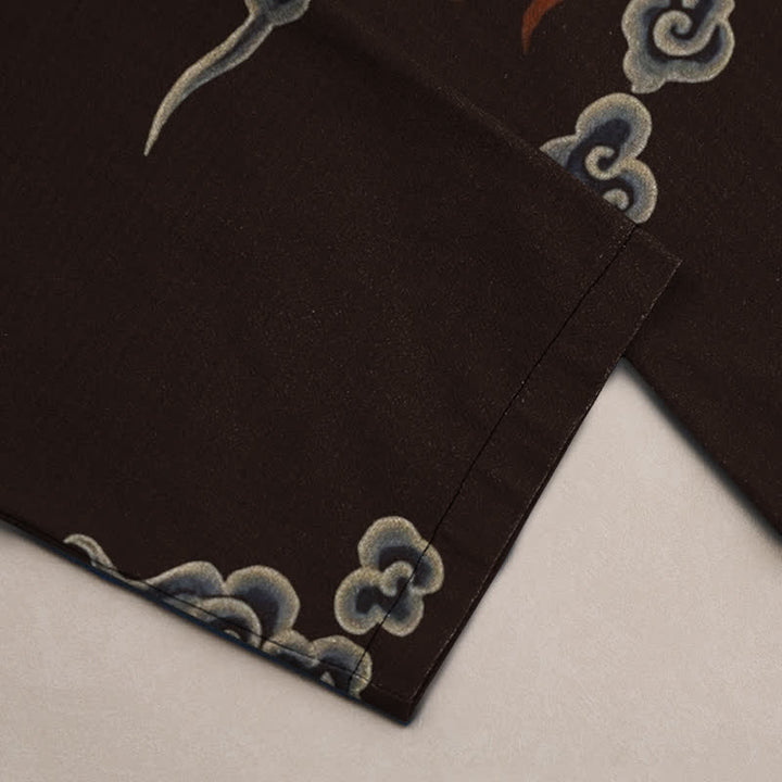 Buddha Stones Pantalon fuselé pour homme en coton à motif nuage de dragon, avec poches - image 3