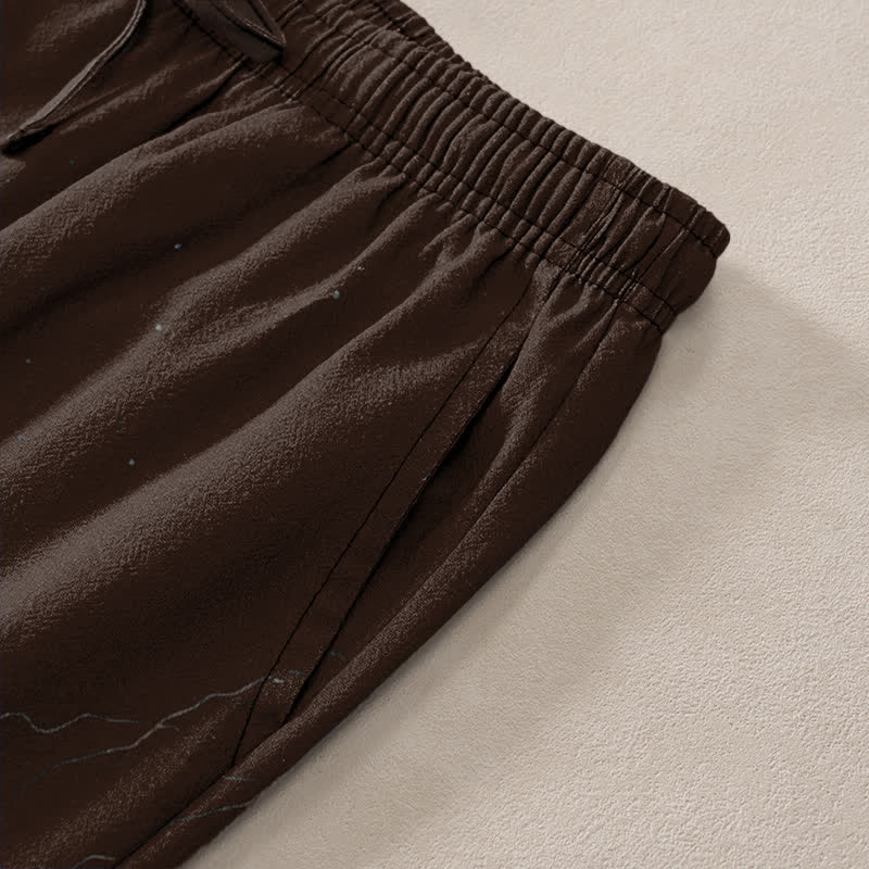 Buddha Stones Pantalon fuselé pour homme à motif de branches de coton avec poches - image 2