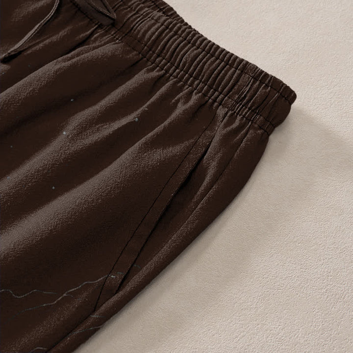 Buddha Stones Pantalon fuselé pour homme à motif de branches de coton avec poches - image 2