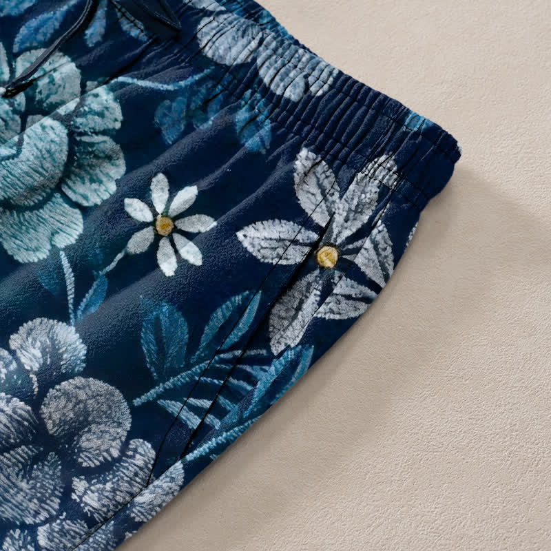 Buddha Stones Pantalon fuselé pour homme en coton à motif patchwork floral bohème, avec poches - image 2