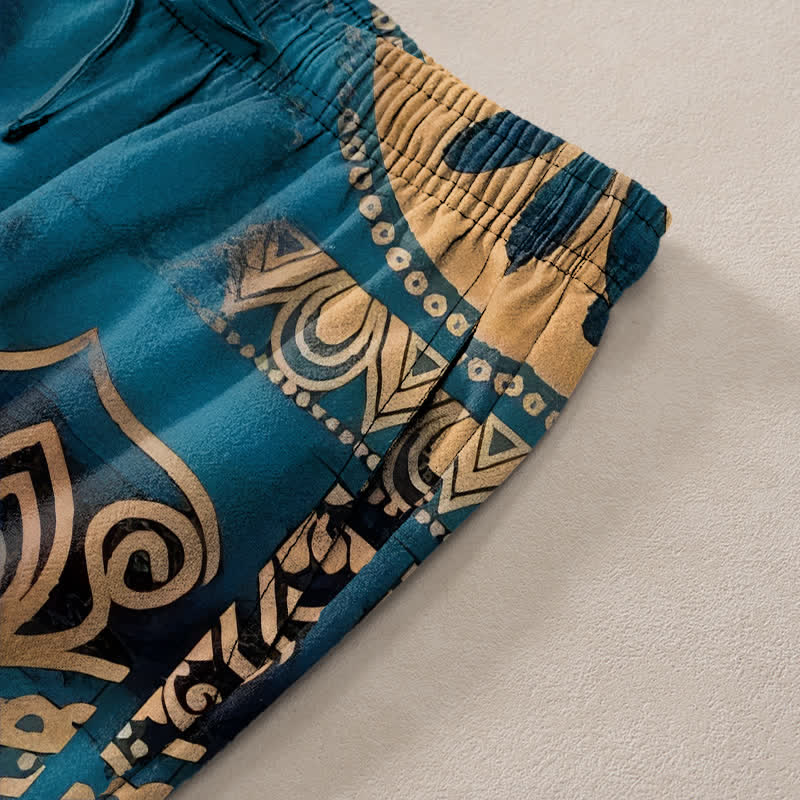 Buddha Stones Pantalon fuselé pour homme en coton à motif géométrique mandala et poches - image 2