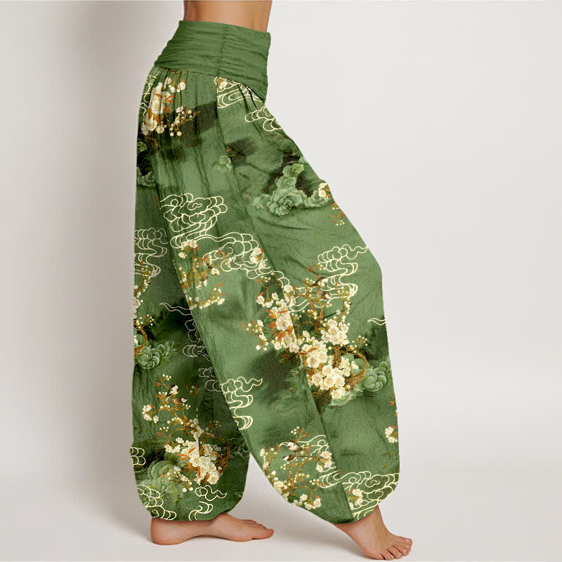 Buddha Stones Pantalon harem pour femme en pur coton à motif floral nuageux et taille élastique - image 6