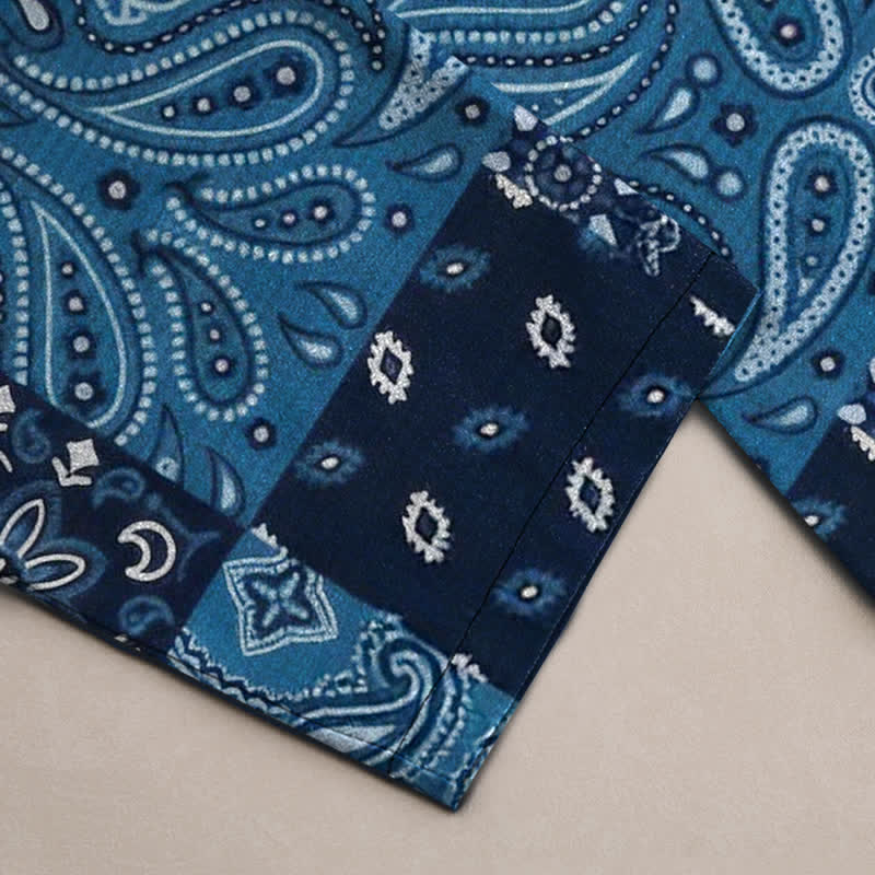 Buddha Stones Pantalon fuselé pour homme en coton à motif cachemire et poches - image 3