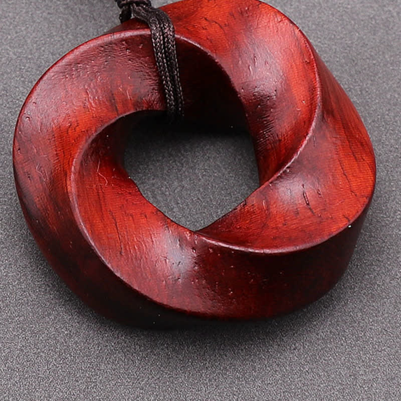 Buddha Stones Collier pendentif en corde d'éternité avec nœud infini en bois de santal rouge - image 11