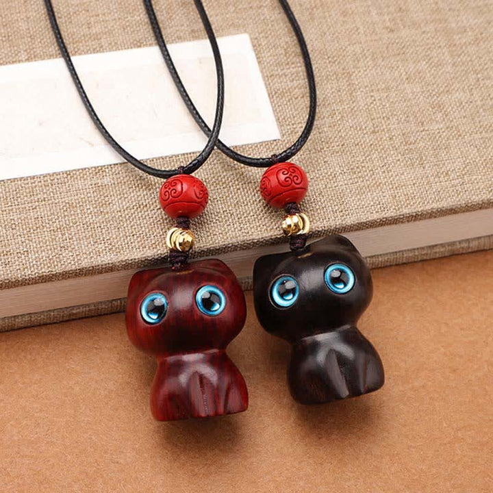 Buddha Stones Collier chat mignon et apaisant en bois d'ébène et santal rouge - image 13
