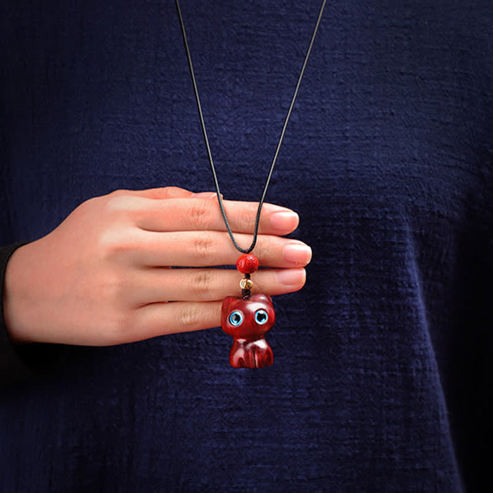 Buddha Stones Collier chat mignon et apaisant en bois d'ébène et santal rouge - image 8