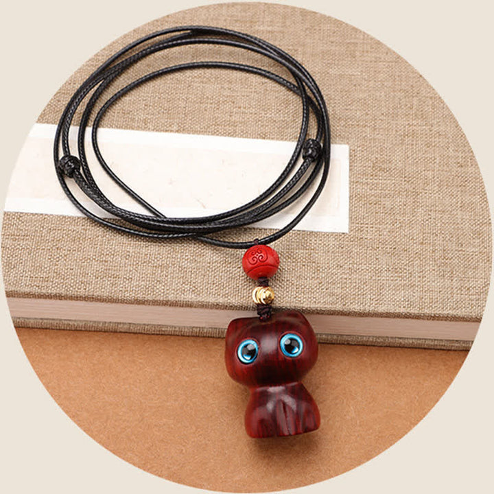 Buddha Stones Collier chat mignon et apaisant en bois d'ébène et santal rouge - image 7