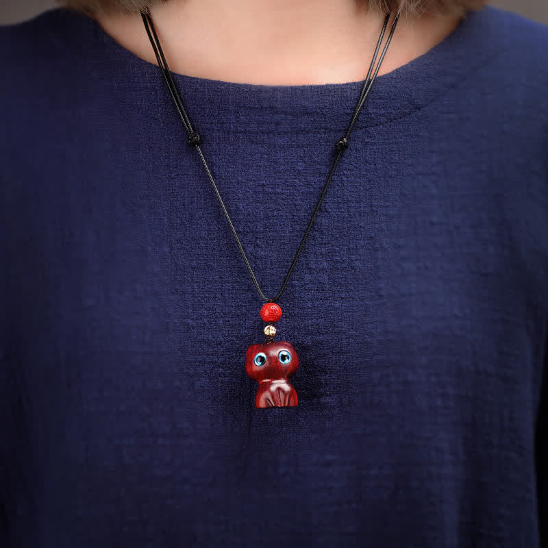 Buddha Stones Collier chat mignon et apaisant en bois d'ébène et santal rouge - image 9