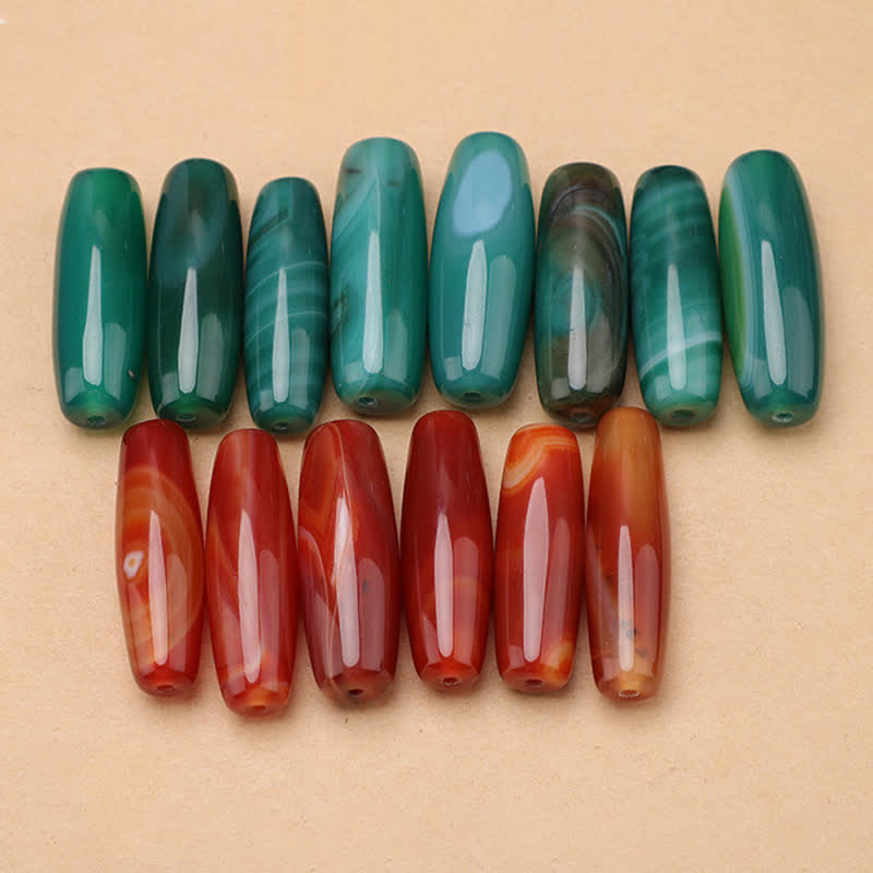 Buddha Stones Collier pendentif ovale tressé en agate verte et agate rouge - image 15