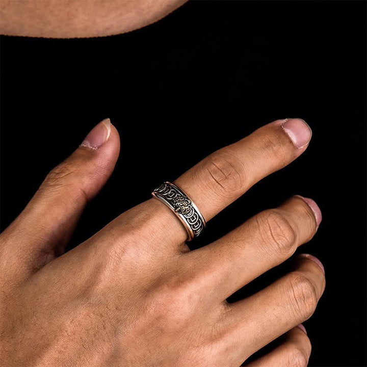 Buddha Stones Bague ajustable Jambhala en cuivre tibétain plaqué argent jaune - image 7
