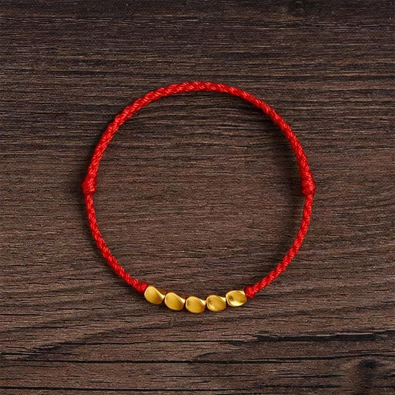 Buddha Stones Bracelet de protection tressé ajustable en fil rouge tissé à la main avec perles torsadées - image 1
