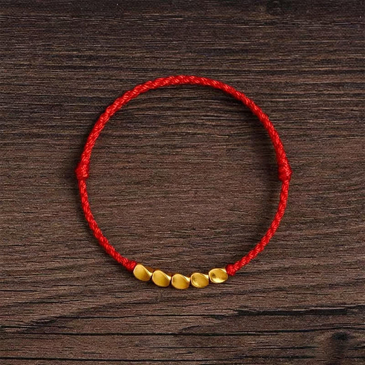 Buddha Stones Bracelet de protection tressé ajustable en fil rouge tissé à la main avec perles torsadées - image 1