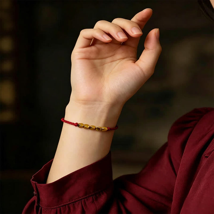 Buddha Stones Bracelet de protection tressé ajustable en fil rouge tissé à la main avec perles torsadées - image 7